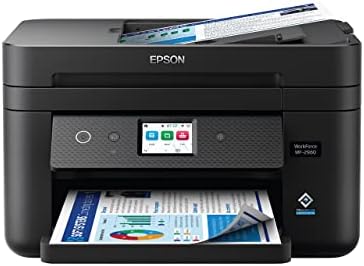 Epson Workforce WF 2960 Wireless All in One Printer with Scan  Copy  Fax  Auto Document Feeder  Automatic 2 Sided Printing  2 4 Touchscreen Display  150 Sheet Paper Tray and Ethernet Black
