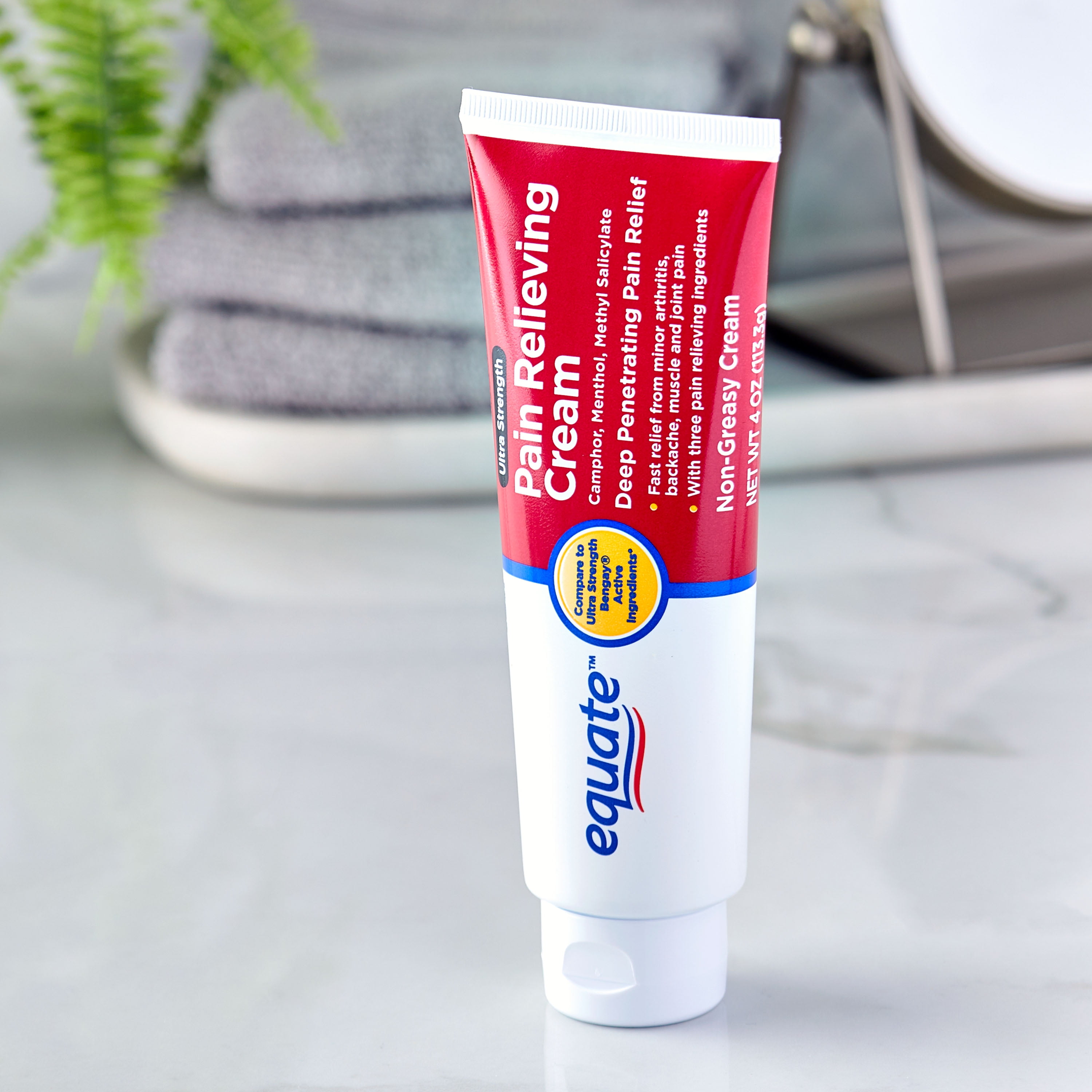 Equate Ultra Strength Pain Relieving Cream  4 oz  Compare to Ultra Strenght Bengay  Active Ingredients
