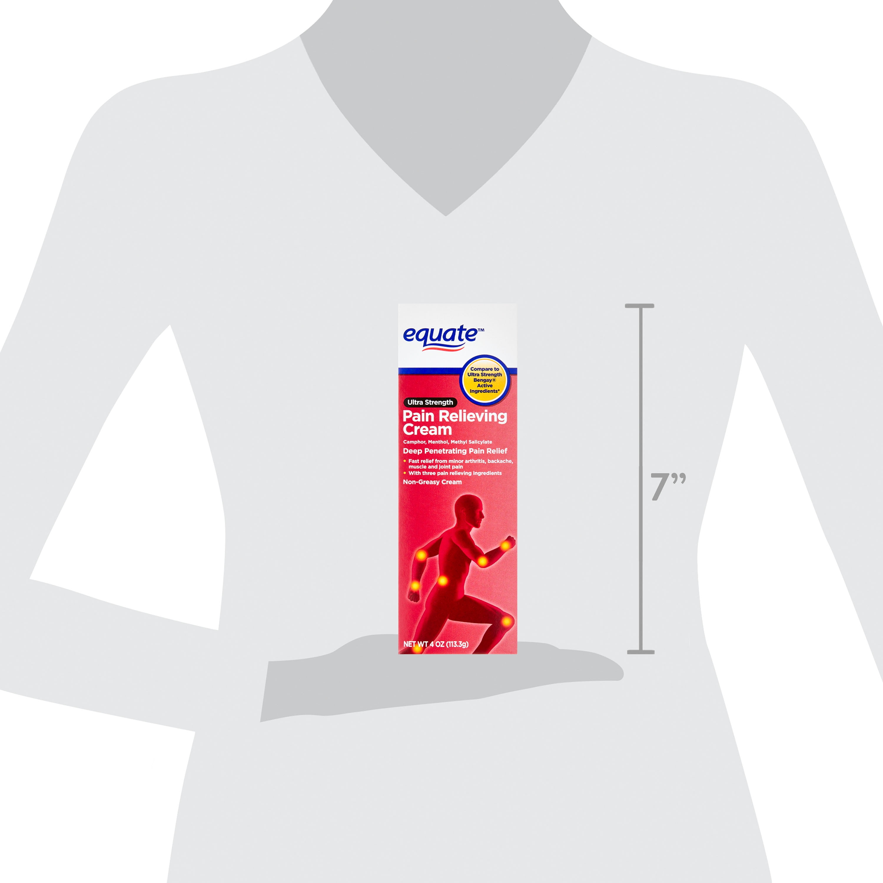 Equate Ultra Strength Pain Relieving Cream  4 oz  Compare to Ultra Strenght Bengay  Active Ingredients