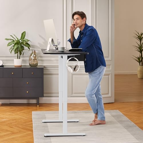 ErGear Electric Stand up Desk Frame 4 Memory Height Settings Height Adjustable Table Legs  Sit Stand Desk Frame Up to 47 2   Ergonomic Standing Desk Base Workstation  White Frame Only