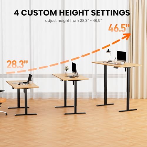 ErGear Electric Standing Desk Legs  4 Memory Height Settings Height Adjustable Desk Frame  Sit Stand Table Legs Up to 47 2  Ergonomic Stand up Converter Base Workstation  Black Frame Only