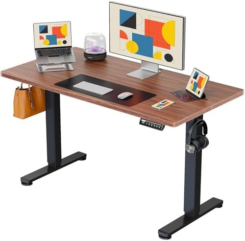 ErGear Height Adjustable Electric Standing Desk  47 2 x 23 6 Inches Sit Stand up Desk  Memory Computer Home Office Desk with Two Piece Desktop  Black