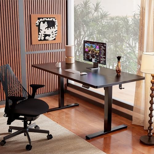 ErGear Height Adjustable Electric Standing Desk  47 2 x 23 6 Inches Sit Stand up Desk  Memory Computer Home Office Desk with Two Piece Desktop  Black
