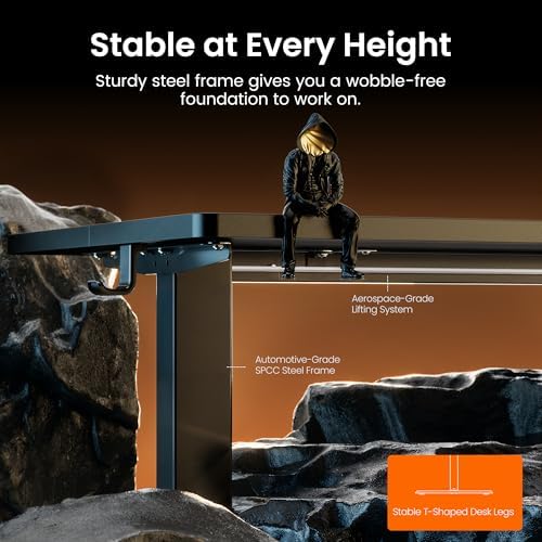 ErGear Height Adjustable Electric Standing Desk  47 2 x 23 6 Inches Sit Stand up Desk  Memory Computer Home Office Desk with Two Piece Desktop  Black