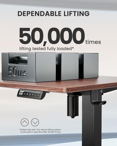 ErGear Height Adjustable Electric Standing Desk  47 2 x 23 6 Inches Sit Stand up Desk  Memory Computer Home Office Desk with Two Piece Desktop  Black