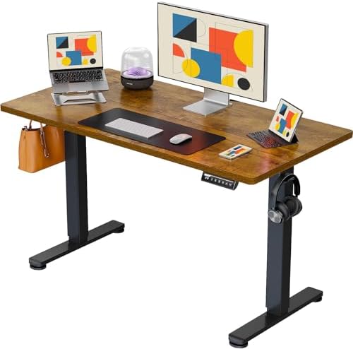 ErGear Height Adjustable Electric Standing Desk  47 2 x 23 6 Inches Sit Stand up Desk  Memory Computer Home Office Desk with Two Piece Desktop  Black