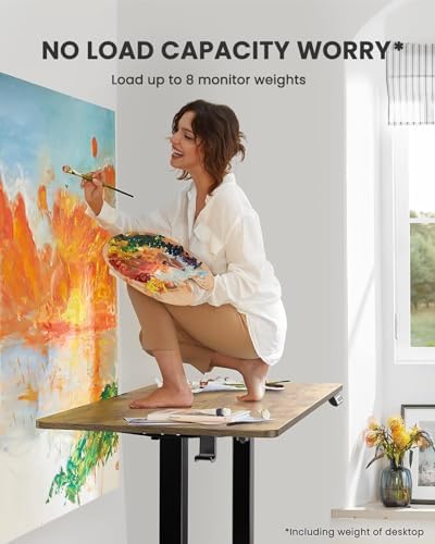 ErGear Height Adjustable Electric Standing Desk  47 2 x 23 6 Inches Sit Stand up Desk  Memory Computer Home Office Desk with Two Piece Desktop  Black