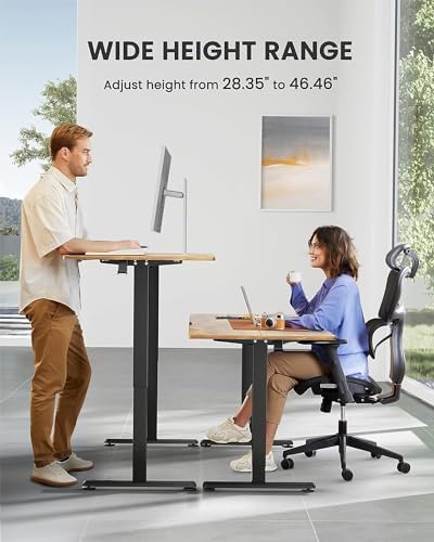 ErGear Height Adjustable Electric Standing Desk  47 2 x 23 6 Inches Sit Stand up Desk  Memory Computer Home Office Desk with Two Piece Desktop  Black