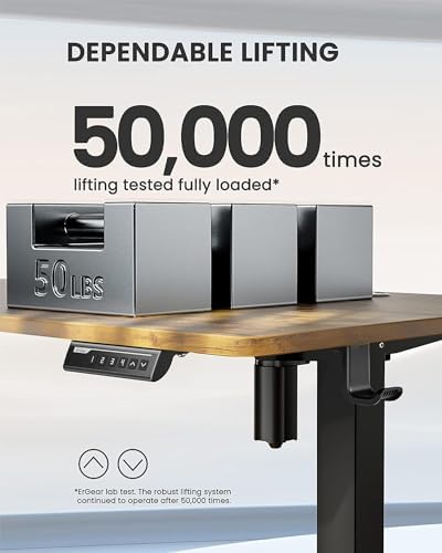 ErGear Height Adjustable Electric Standing Desk  47 2 x 23 6 Inches Sit Stand up Desk  Memory Computer Home Office Desk with Two Piece Desktop  Black