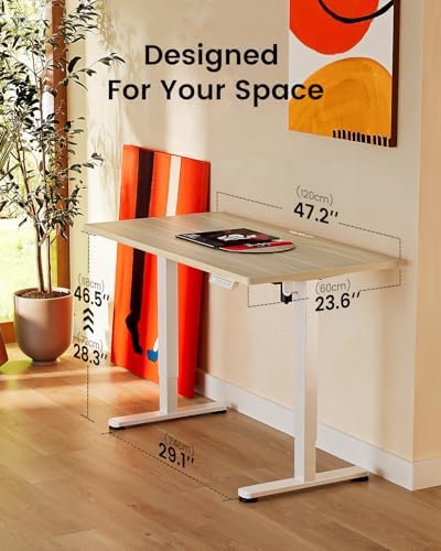 ErGear Height Adjustable Electric Standing Desk  47 2 x 23 6 Inches Sit Stand up Desk  Memory Computer Home Office Desk with Two Piece Desktop  Black