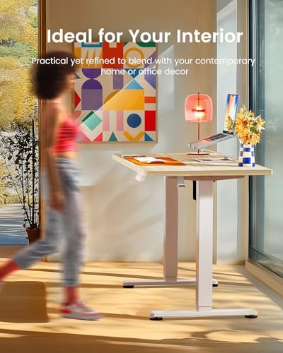 ErGear Height Adjustable Electric Standing Desk  47 2 x 23 6 Inches Sit Stand up Desk  Memory Computer Home Office Desk with Two Piece Desktop  Black