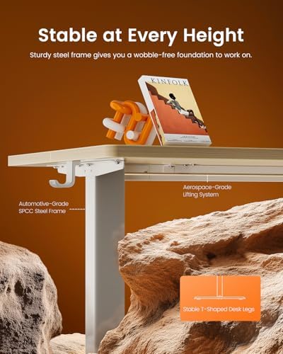 ErGear Height Adjustable Electric Standing Desk  47 2 x 23 6 Inches Sit Stand up Desk  Memory Computer Home Office Desk with Two Piece Desktop  Black