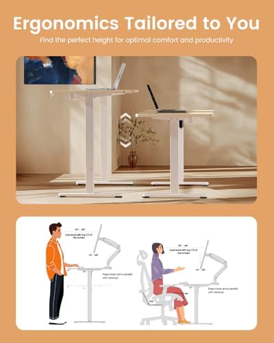 ErGear Height Adjustable Electric Standing Desk  47 2 x 23 6 Inches Sit Stand up Desk  Memory Computer Home Office Desk with Two Piece Desktop  Black