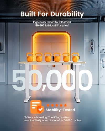 ErGear Height Adjustable Electric Standing Desk  47 2 x 23 6 Inches Sit Stand up Desk  Memory Computer Home Office Desk with Two Piece Desktop  Black