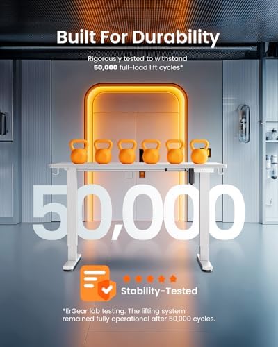 ErGear Height Adjustable Electric Standing Desk  47 2 x 23 6 Inches Sit Stand up Desk  Memory Computer Home Office Desk with Two Piece Desktop  Black