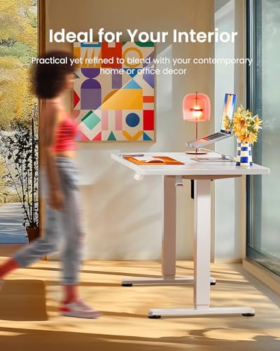 ErGear Height Adjustable Electric Standing Desk  47 2 x 23 6 Inches Sit Stand up Desk  Memory Computer Home Office Desk with Two Piece Desktop  Black