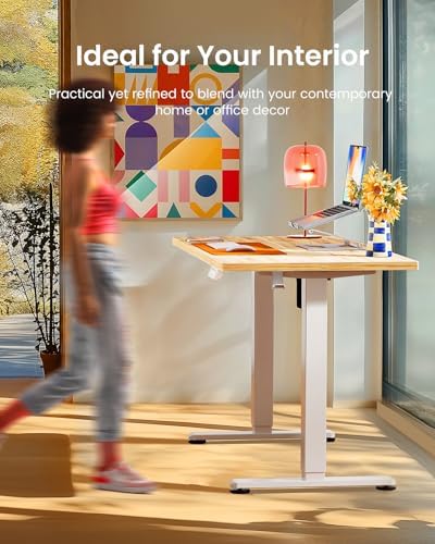 ErGear Height Adjustable Electric Standing Desk  47 2 x 23 6 Inches Sit Stand up Desk  Memory Computer Home Office Desk with Two Piece Desktop  Black