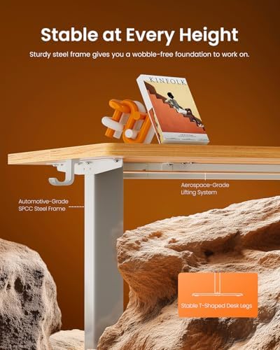 ErGear Height Adjustable Electric Standing Desk  47 2 x 23 6 Inches Sit Stand up Desk  Memory Computer Home Office Desk with Two Piece Desktop  Black