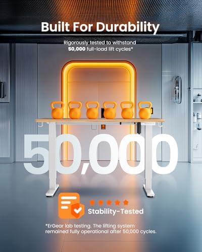 ErGear Height Adjustable Electric Standing Desk  47 2 x 23 6 Inches Sit Stand up Desk  Memory Computer Home Office Desk with Two Piece Desktop  Black