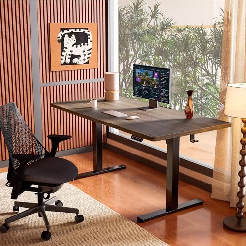 ErGear Height Adjustable Electric Standing Desk  47 2 x 23 6 Inches Sit Stand up Desk  Memory Computer Home Office Desk with Two Piece Desktop  Black