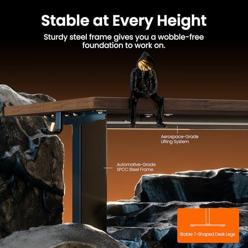 ErGear Height Adjustable Electric Standing Desk  47 2 x 23 6 Inches Sit Stand up Desk  Memory Computer Home Office Desk with Two Piece Desktop  Black