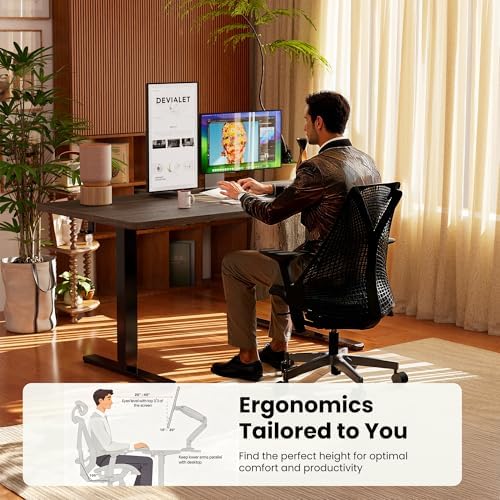 ErGear Height Adjustable Electric Standing Desk  47 2 x 23 6 Inches Sit Stand up Desk  Memory Computer Home Office Desk with Two Piece Desktop  Black