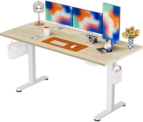 ErGear Height Adjustable Electric Standing Desk  47 2 x 23 6 Inches Sit Stand up Desk  Memory Computer Home Office Desk with Two Piece Desktop  Black