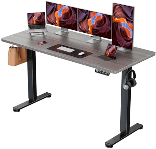 ErGear Height Adjustable Electric Standing Desk  47 2 x 23 6 Inches Sit Stand up Desk  Memory Computer Home Office Desk with Two Piece Desktop  Black