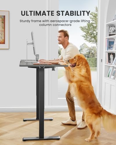 ErGear Height Adjustable Electric Standing Desk  47 2 x 23 6 Inches Sit Stand up Desk  Memory Computer Home Office Desk with Two Piece Desktop  Black