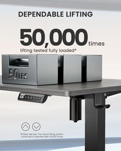 ErGear Height Adjustable Electric Standing Desk  47 2 x 23 6 Inches Sit Stand up Desk  Memory Computer Home Office Desk with Two Piece Desktop  Black