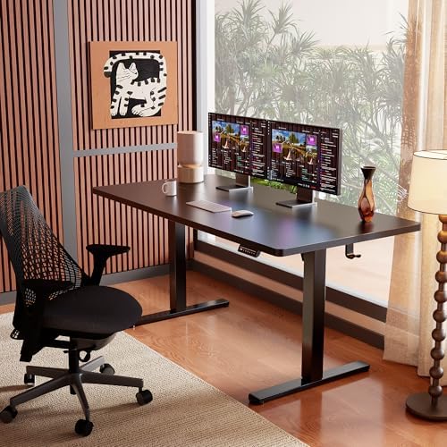ErGear Height Adjustable Electric Standing Desk  47 2 x 23 6 Inches Sit Stand up Desk  Memory Computer Home Office Desk with Two Piece Desktop  Black