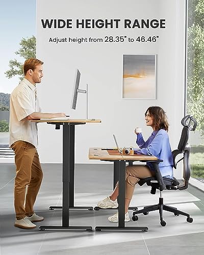 ErGear Height Adjustable Electric Standing Desk  47 2 x 23 6 Inches Sit Stand up Desk  Memory Computer Home Office Desk with Two Piece Desktop  Black