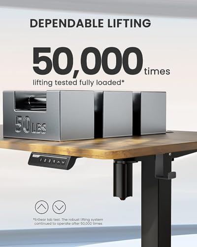 ErGear Height Adjustable Electric Standing Desk  47 2 x 23 6 Inches Sit Stand up Desk  Memory Computer Home Office Desk with Two Piece Desktop  Black