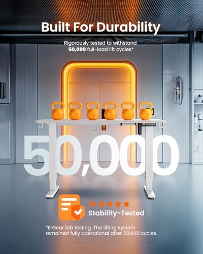 ErGear Height Adjustable Electric Standing Desk  47 2 x 23 6 Inches Sit Stand up Desk  Memory Computer Home Office Desk with Two Piece Desktop  Black