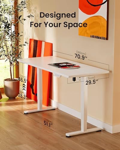 ErGear Height Adjustable Electric Standing Desk  47 2 x 23 6 Inches Sit Stand up Desk  Memory Computer Home Office Desk with Two Piece Desktop  Black