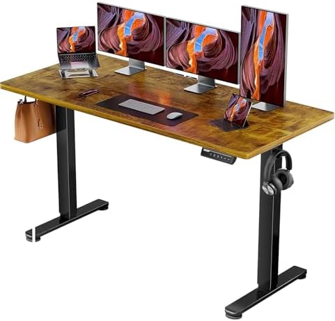 ErGear Height Adjustable Electric Standing Desk  47 2 x 23 6 Inches Sit Stand up Desk  Memory Computer Home Office Desk with Two Piece Desktop  Black