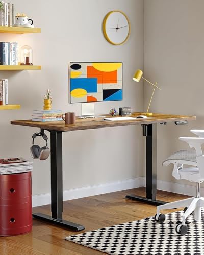 ErGear Height Adjustable Electric Standing Desk  47 2 x 23 6 Inches Sit Stand up Desk  Memory Computer Home Office Desk with Two Piece Desktop  Black