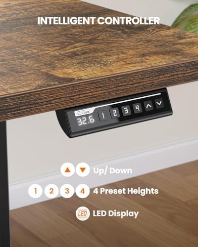 ErGear Height Adjustable Electric Standing Desk  47 2 x 23 6 Inches Sit Stand up Desk  Memory Computer Home Office Desk with Two Piece Desktop  Black