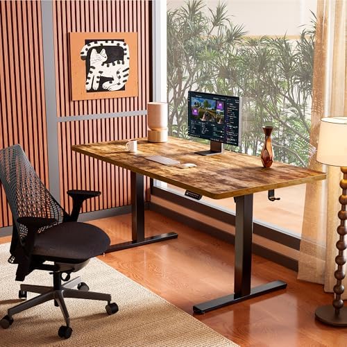 ErGear Height Adjustable Electric Standing Desk  47 2 x 23 6 Inches Sit Stand up Desk  Memory Computer Home Office Desk with Two Piece Desktop  Black