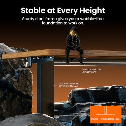 ErGear Height Adjustable Electric Standing Desk  47 2 x 23 6 Inches Sit Stand up Desk  Memory Computer Home Office Desk with Two Piece Desktop  Black