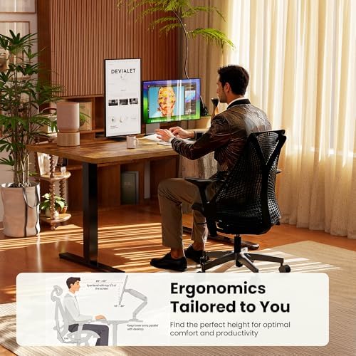 ErGear Height Adjustable Electric Standing Desk  47 2 x 23 6 Inches Sit Stand up Desk  Memory Computer Home Office Desk with Two Piece Desktop  Black