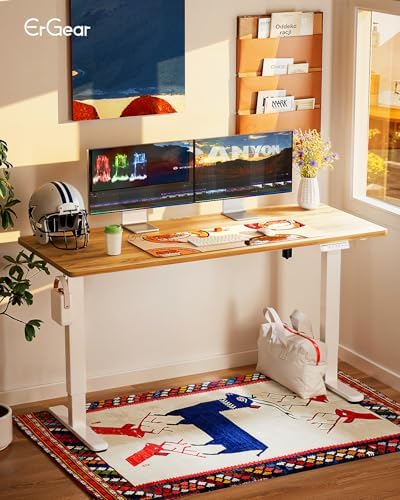 ErGear Height Adjustable Electric Standing Desk  47 2 x 23 6 Inches Sit Stand up Desk  Memory Computer Home Office Desk with Two Piece Desktop  Black