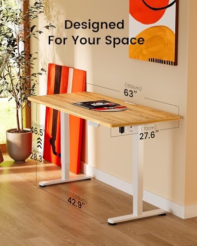 ErGear Height Adjustable Electric Standing Desk  47 2 x 23 6 Inches Sit Stand up Desk  Memory Computer Home Office Desk with Two Piece Desktop  Black