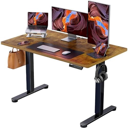 ErGear Height Adjustable Electric Standing Desk  47 2 x 23 6 Inches Sit Stand up Desk  Memory Computer Home Office Desk with Two Piece Desktop  Black