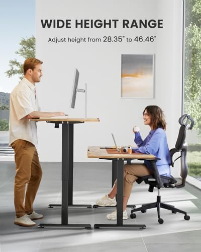 ErGear Height Adjustable Electric Standing Desk  47 2 x 23 6 Inches Sit Stand up Desk  Memory Computer Home Office Desk with Two Piece Desktop  Black