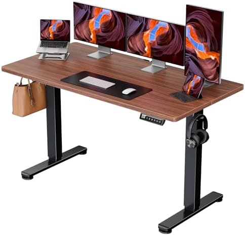 ErGear Height Adjustable Electric Standing Desk  47 2 x 23 6 Inches Sit Stand up Desk  Memory Computer Home Office Desk with Two Piece Desktop  Black