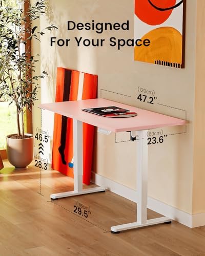 ErGear Height Adjustable Electric Standing Desk  47 2 x 23 6 Inches Sit Stand up Desk  Memory Computer Home Office Desk with Two Piece Desktop  Black