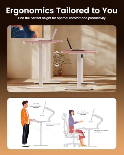 ErGear Height Adjustable Electric Standing Desk  47 2 x 23 6 Inches Sit Stand up Desk  Memory Computer Home Office Desk with Two Piece Desktop  Black