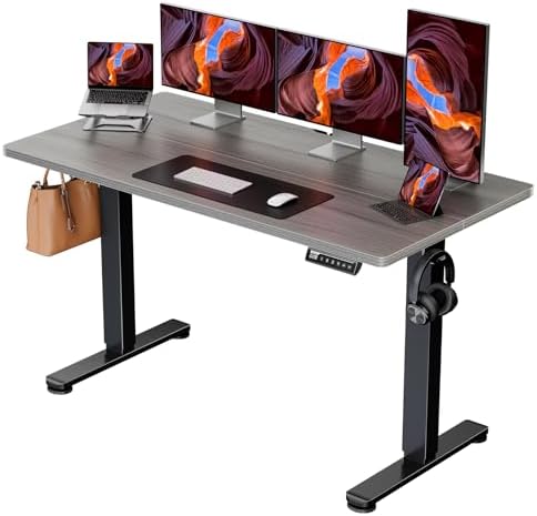 ErGear Height Adjustable Electric Standing Desk  47 2 x 23 6 Inches Sit Stand up Desk  Memory Computer Home Office Desk with Two Piece Desktop  Black