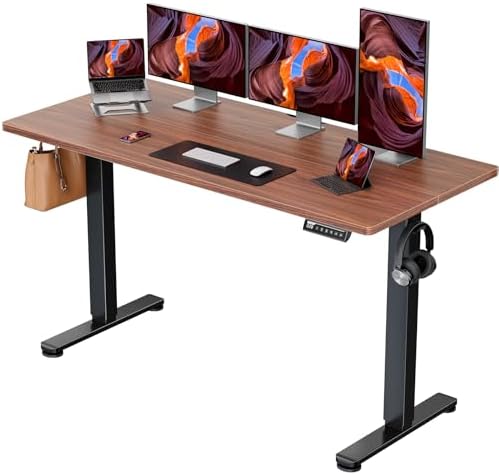 ErGear Height Adjustable Electric Standing Desk  47 2 x 23 6 Inches Sit Stand up Desk  Memory Computer Home Office Desk with Two Piece Desktop  Black